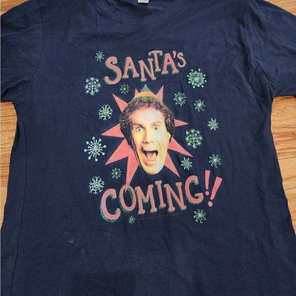 Men's L Santa's Coming Christmas Elf T Shirt NWT - Picture 1 of 3
